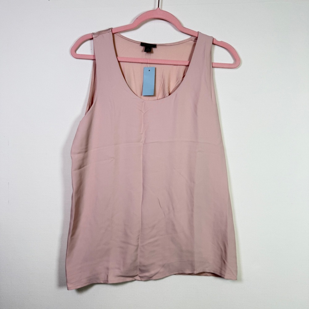 ANN TAYLOR Pink Mixed Media Knit Back Sleeveless‎ Shell Top Size LP